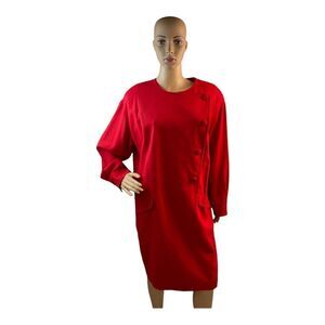Gillian Women’s Size Large Vintage  Red 100% Pure Wool midi Dress.